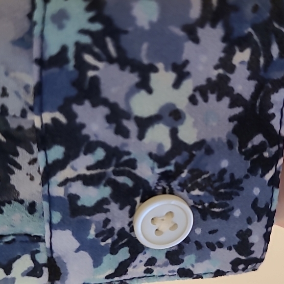 Anne Taylor Loft Ladies Long Sleeve Blouse, Blue Floral Pattern, Size S - Picture 3 of 5